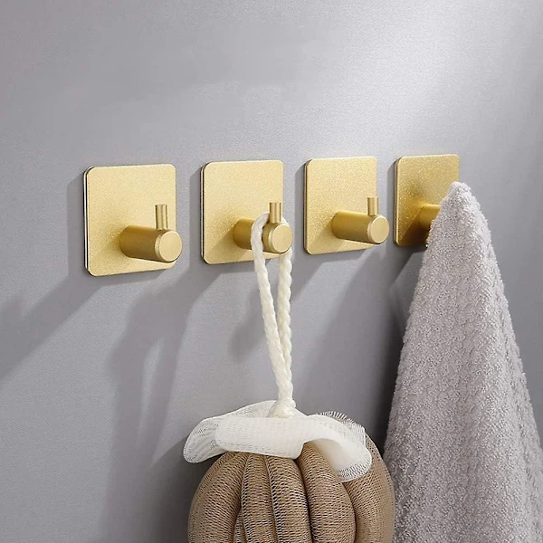 Ganchos Autoadesivos de Aço Inoxidável, Design Elegante, Resistentes À Ferrugem, para Parede, Cozinha, Banheiro e Porta BRILVIBERA (pacote com 4)