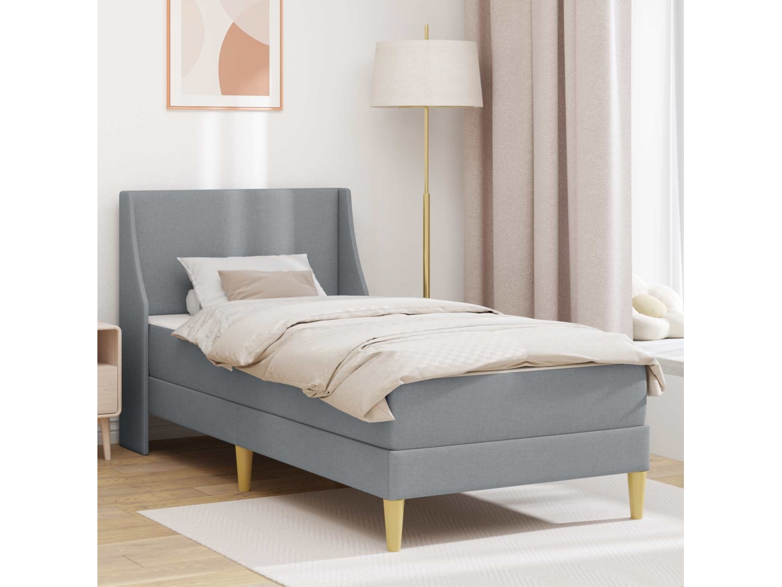 Vidaxl Estrutura De Cama Com Colchão Com Cabeceira Poliéster