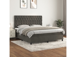 Vidaxl Cama Com Molas/colchão 160x200 Cm Veludo Cinzento-escuro