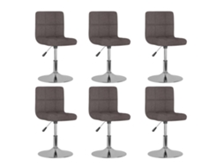 Vidaxl Cadeiras De Jantar Giratórias 6 Pcs Tecido Cinzento-acastanhado