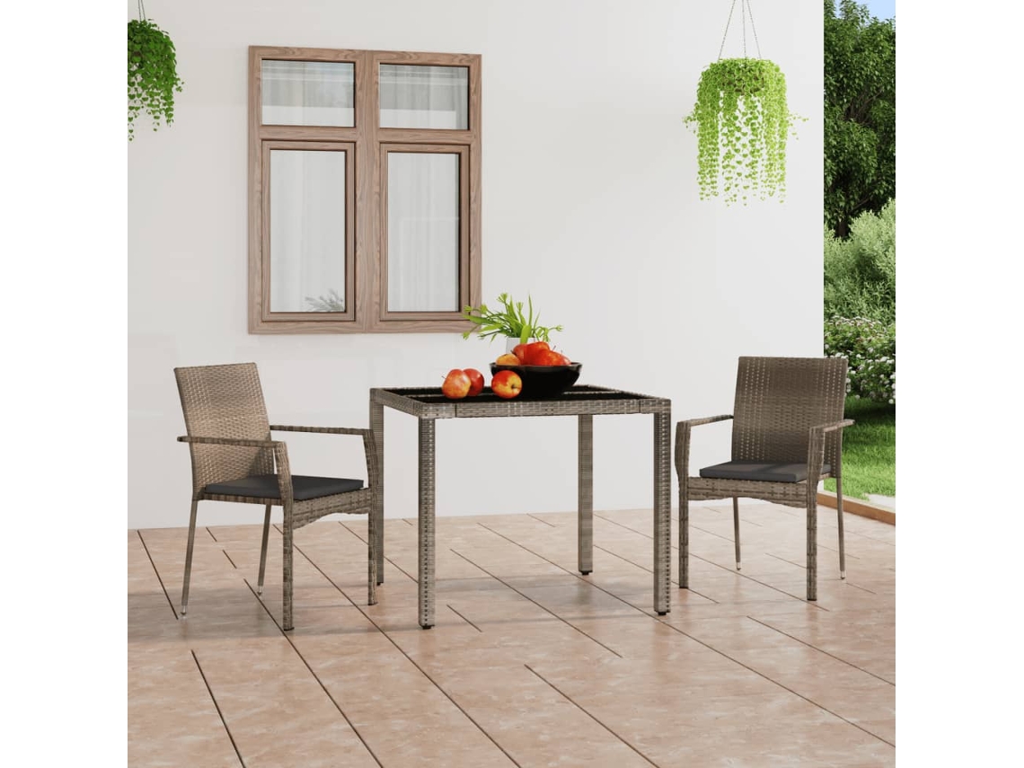 Vidaxl Cadeiras De Jardim C/ Almofadões 2 Pcs Vime Pe Cinzento