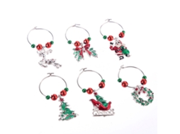 Ferramenta 6 Pçs 1 Conjunto Decoração de Copo Vinho Natal Estilo Anel 3 Pingentes com Tema Marcadores Vin UISAVE