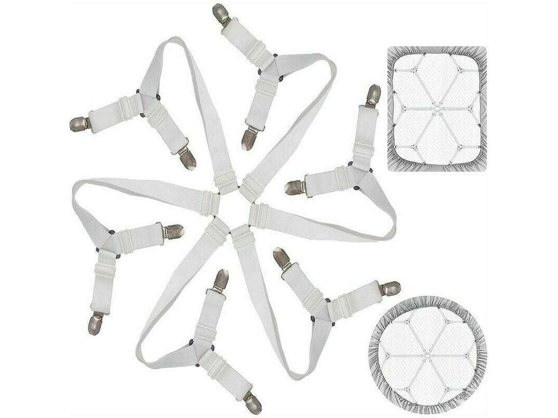 Lurelia Tensores Para Lençol 2 Peças Nylon Metal Ajustável Elástico Colcha Colchão Cama Branco