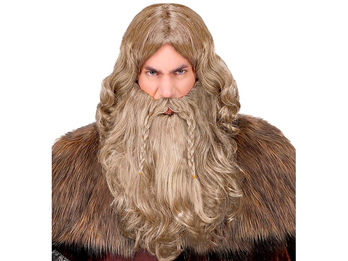 Peruca viking com barba e bigode adulto