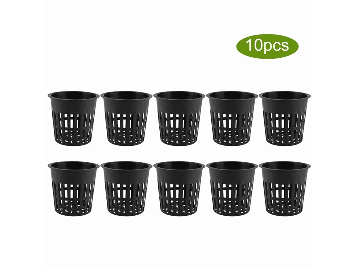 10pcs Cestos Hidropônicos Plásticos Duráveis Seguros Preto