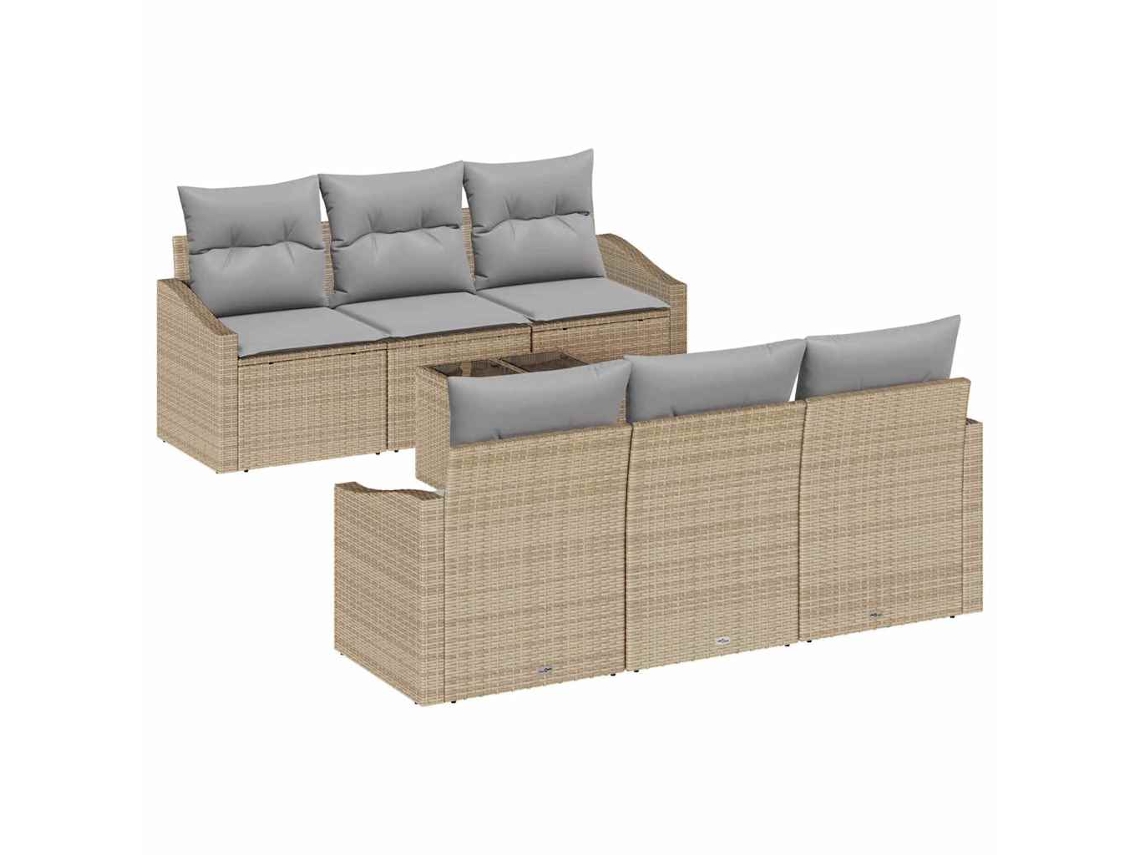 Maison Exclusive - Conjunto De Sofás Com Almofada 7 Pcs Bege E Cinza Claro Vime Pe