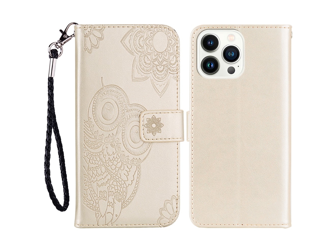 Capa Para Iphone 15 Pro Max Pele Sintética Dourado