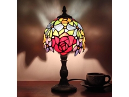 Abajur De Mesa Estilo Tiffany, Com Cúpula De 15cm Em Vitral Rosa, Ideal Para Leitura Em Ambientes Internos, Como Sala De