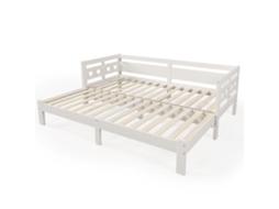 Sofá cama extensível 90x200cm em pinho maciço, cama em formato de coração, com estrado de ripas, para dois lugares PAPRIKA