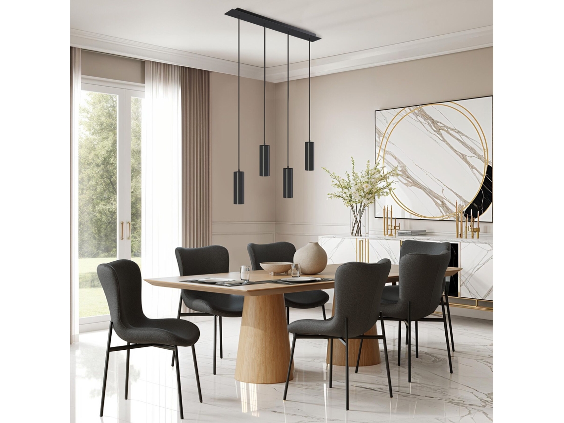 Luminária Pendente Lumea, 4 Luzes, Cabos Ajustáveis, Preto Tectake