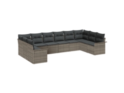 Conjunto 10 Conjunto De Sofá Modular Vidaxl Cinzento Vime Pe (344 X 187,5 X 85 Cm)