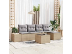 Vidaxl Conjunto De Sofá De Jardim 5 Unid. Bege E Cinza Claro Vime Pe