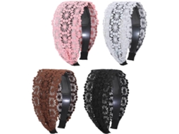 Conjunto de 4 faixas de cabelo longas, leves e antiderrapantes, com elegante bordado 3D.