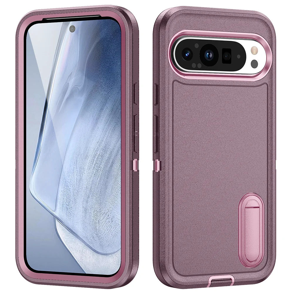 (roxo/rosa, Google Pixel 9 Pro Xl) Capa Protetora Reforçada De Dupla Camada, Suporte Invisível À Prova De Choque, Capa Traseira Fosca