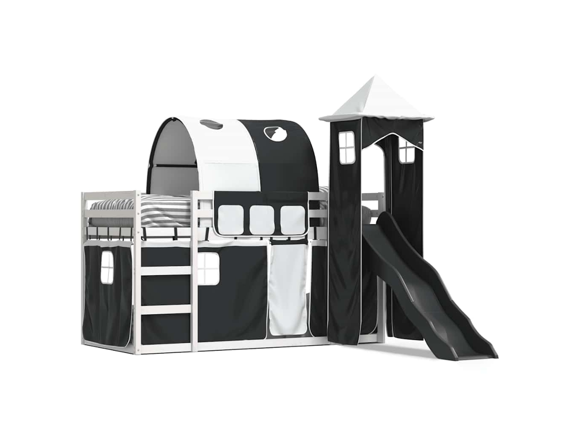 Beliche com Escorrega e Cortinas Branco e Preto MAISON EXCLUSIVE (90x190 cm)
