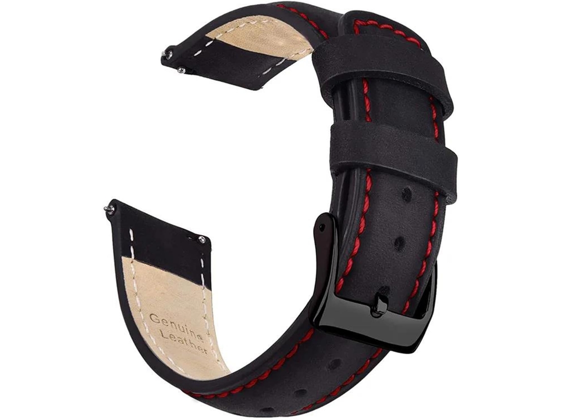 Pulseira de couro com 24 Mm Confortável Água Resistente Fivela Aço Inoxidável S/MARCA