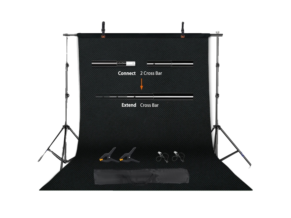 Kit De Suporte De Fundo Para Fotografia, Travessa Ajustável, Uso Multifuncional,preto Stretchable,2600x3000 Oem