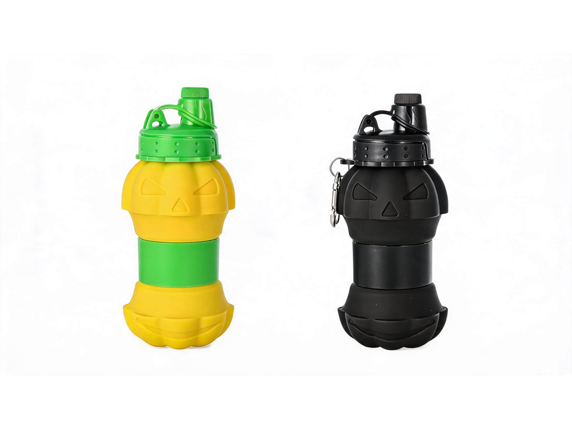 Garrafa de água dobrável de silicone, formato abóbora de Halloween HENTEN HOME, 2 peças