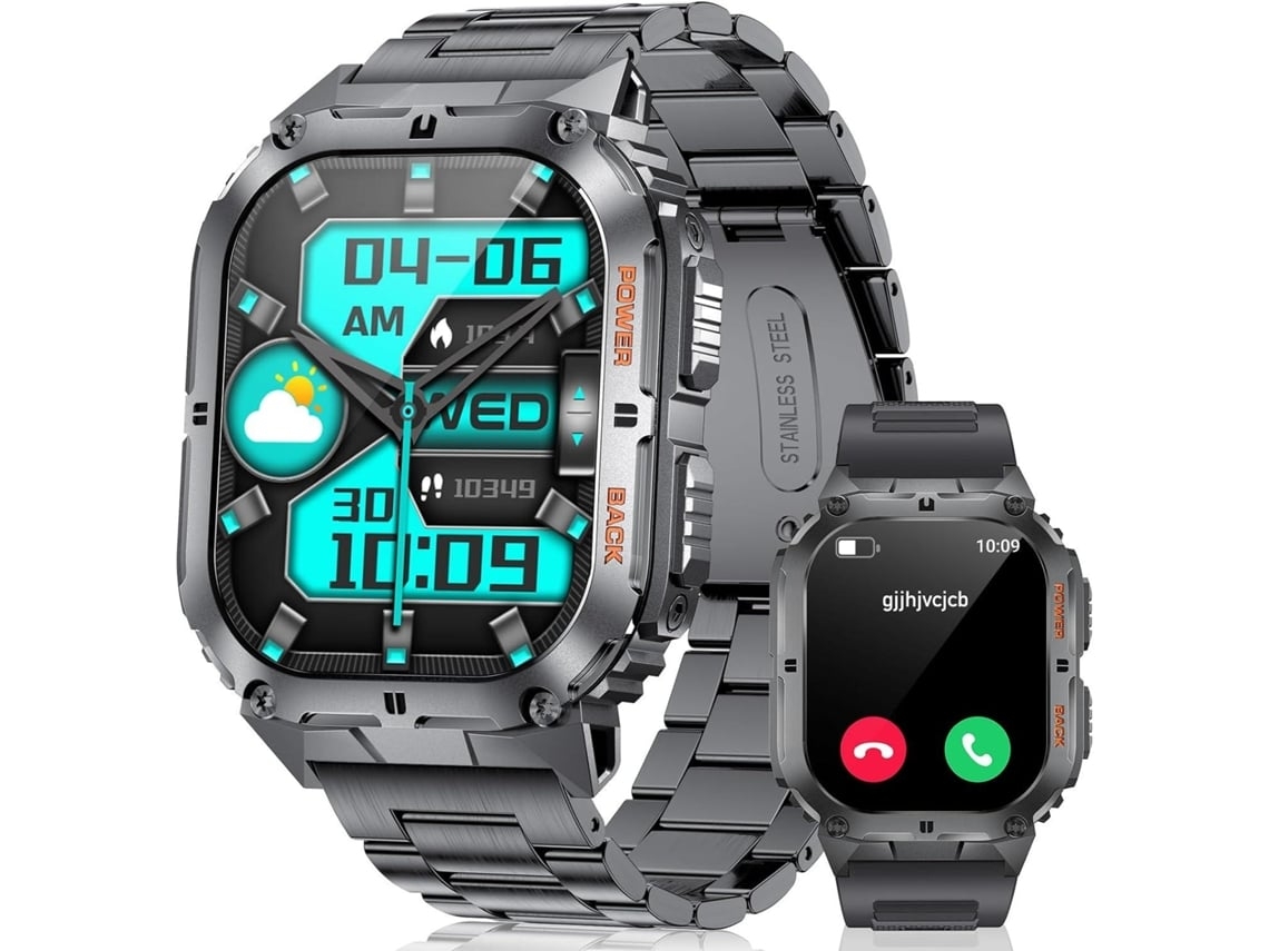 Smart Watch 1 96 Polegadas Amoled Rastreador De Fitness Pode Atender Chamadas Mais 100 Modos Exercício Monitor Frequência Cardíaca/sono Yunzii