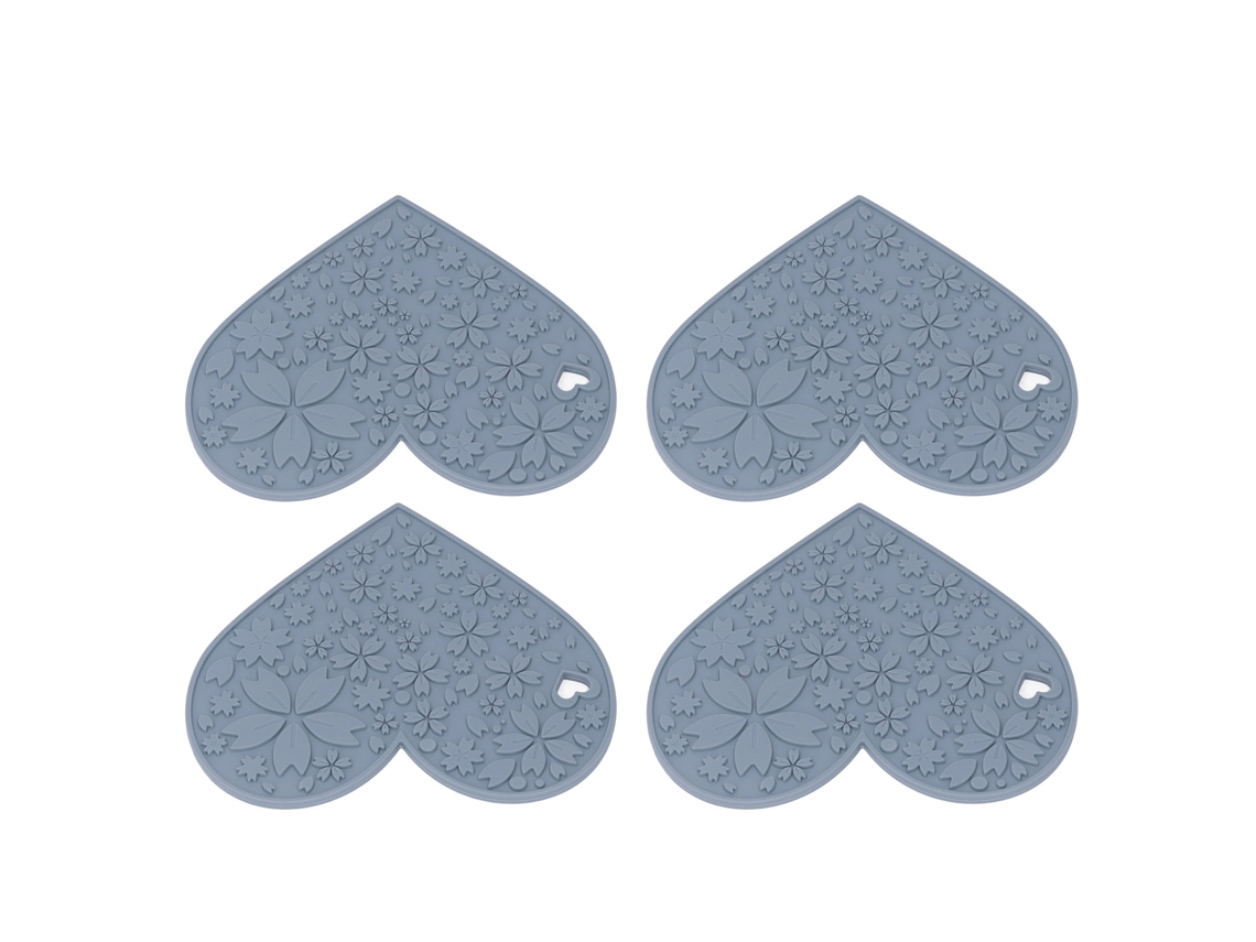 4pcs Silicone Placemats Coração Forma Antiderrapante À Prova Dágua Resistente Ao Calor Lavável Mesa De Jantar Tapete Para Alimentação De Animais De E
