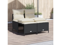 Vidaxl 4 Pcs Conjunto De Sofás Para Jardim C/ Almofadões Vime Pe Preto