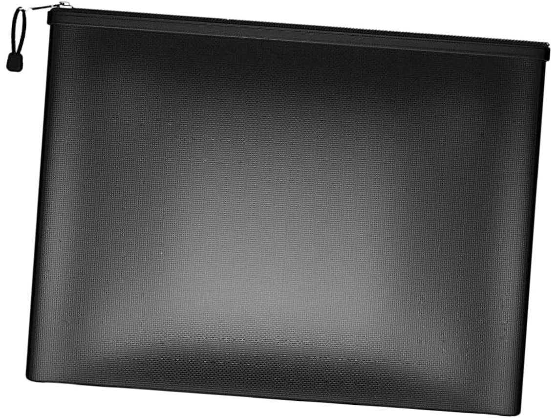 Organizador Multifuncional Em Couro Sintético Com Bloco De Notas E Clipe Em Aço Inoxidável, Elegante, Preto.