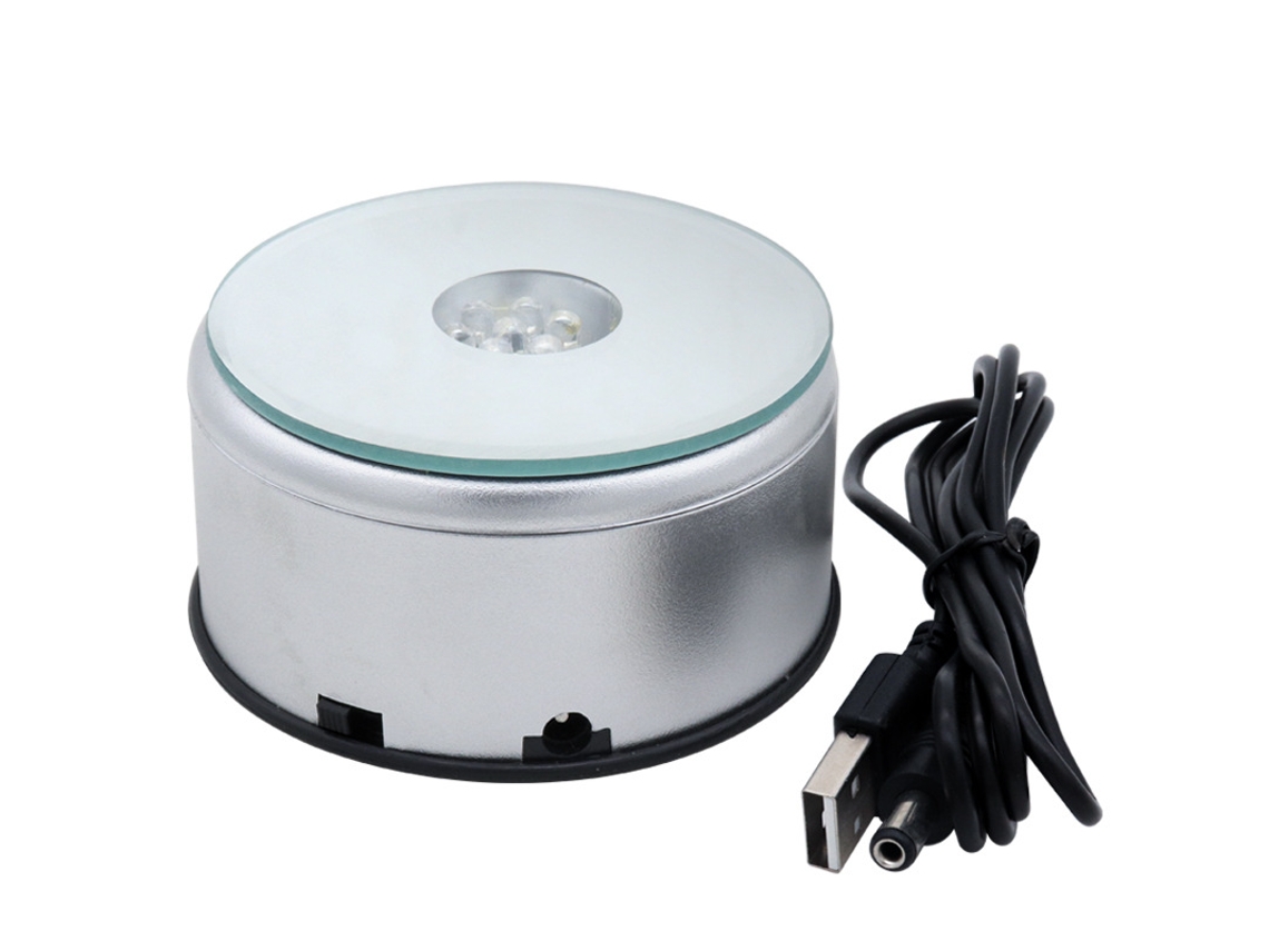 Ywnyt 7 Base de Cristal Vidro Artístico com Luzes Coloridas e Rotativas, Suporte Expositor Compatível com Copos, Colecionáveis BRILVIBERA