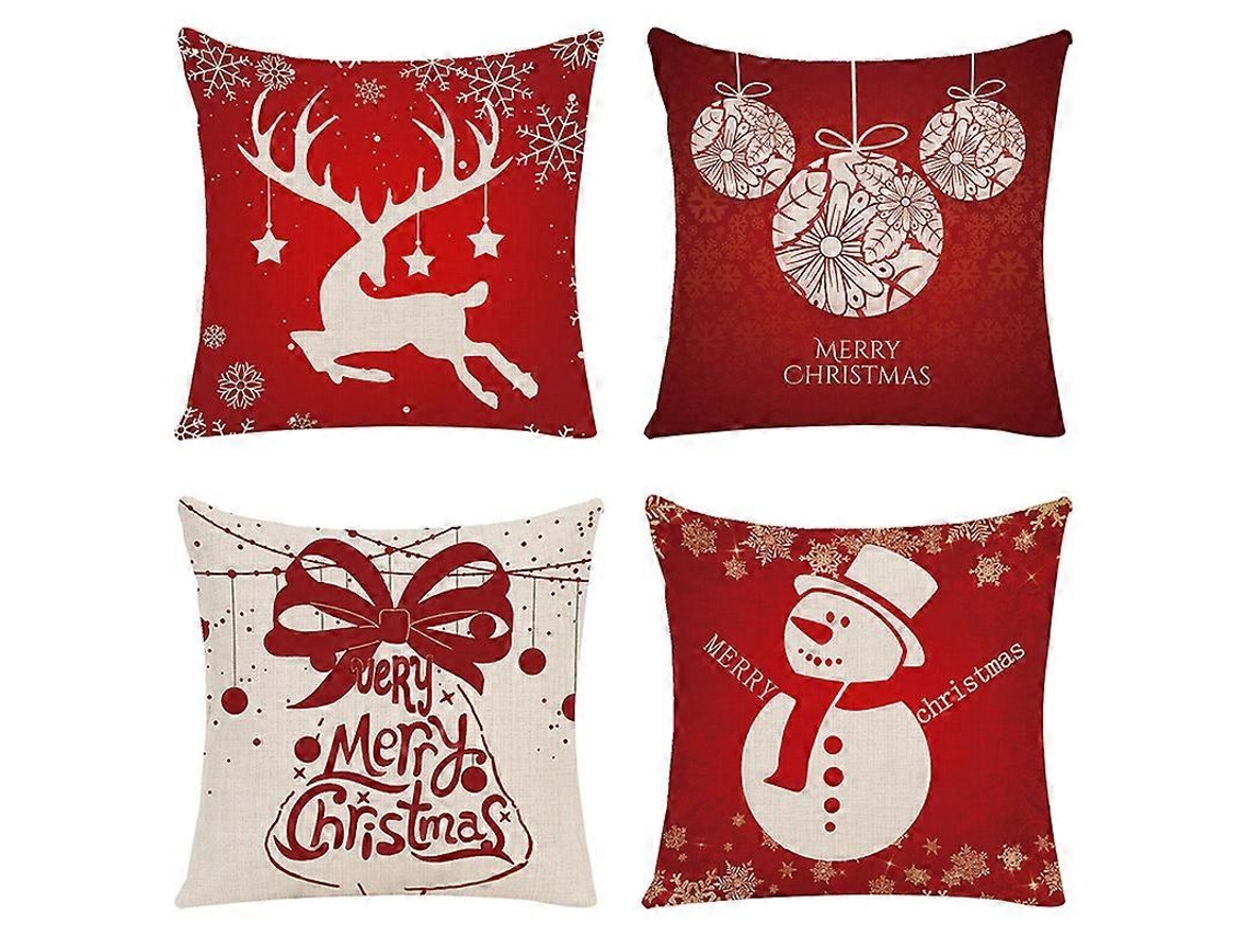 Conjunto De 4 Almofadas De Natal - Decoração Para Sofá/cama