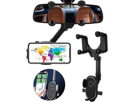 Suporte De Telefone De Carro, Suporte De Telefone Para Retrovisor, Suporte De Navegação Ajustável Rotativo A 360° E Retrátil.