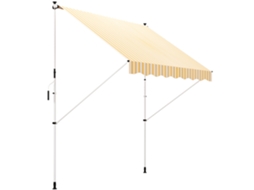 Toldo Manual Retrátil 360x220 Cm com Manivela e Proteção UV30+ Creme S/MARCA