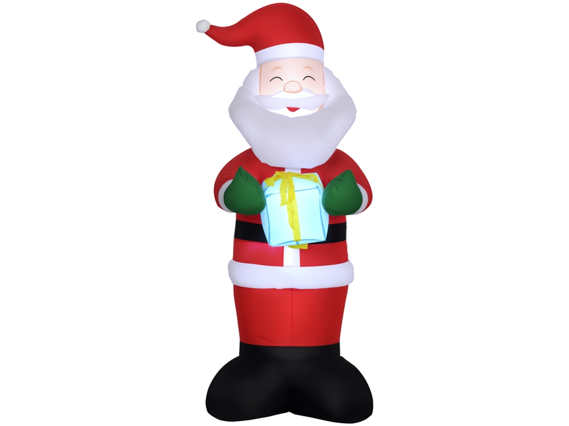 Papai Noel Inflável 180cm com Presente e Luzes de Led, Decoração Natalina Externa e Interna com Insuflador Incluído Ge