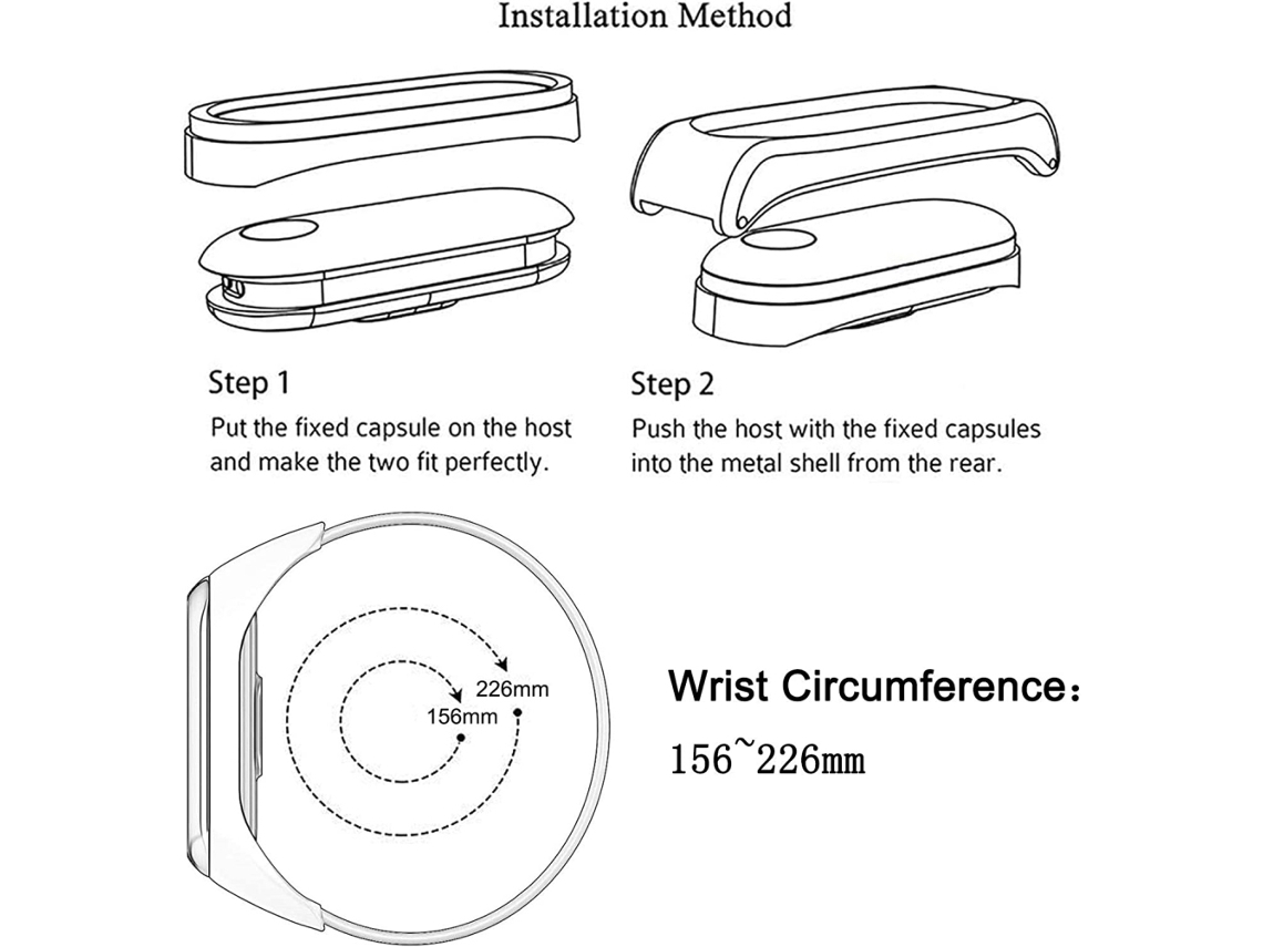 Pulseira de Substituição para Pulseira de Metal Xiaomi Mi Band 7 com Ferramentas EOOCOO (material de Aço Inoxidável Impermeável)