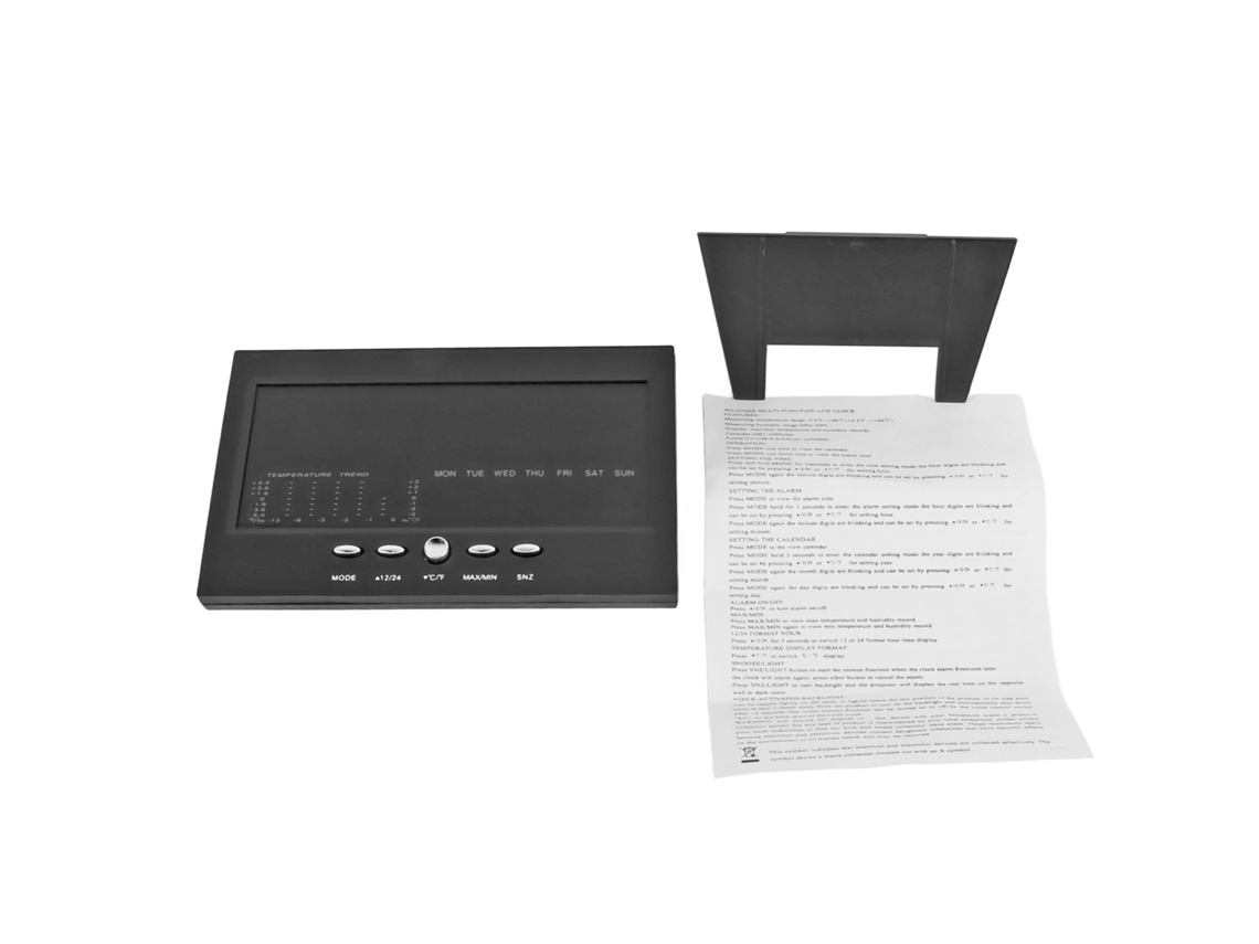 Despertador eletrônico Baok, preto, com visor colorido, detecção de umidade e temperatura, ativado por som para quarto.