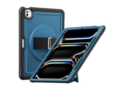 Capa Hengrongshen para iPad Pro 11 com suporte e alça de ombro, azul-marinho (2024)