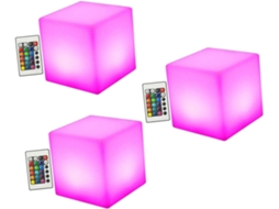 Conjunto De 3 Cubos De Luz Led Impermeáveis Para Jardim Externo - Luz Noturna Led