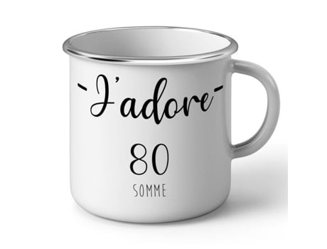 Caneca de Metal Esmaltado J'Adore 80 Somme Departement France Region Amiens FABULOUS BIJOUX