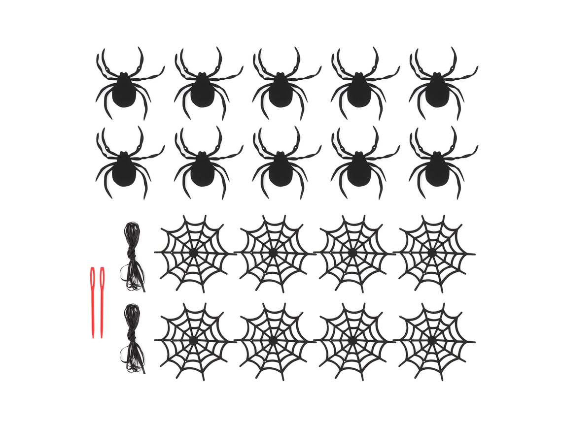 2 conjuntos de guirlanda de aranha preta para decoração de casa.