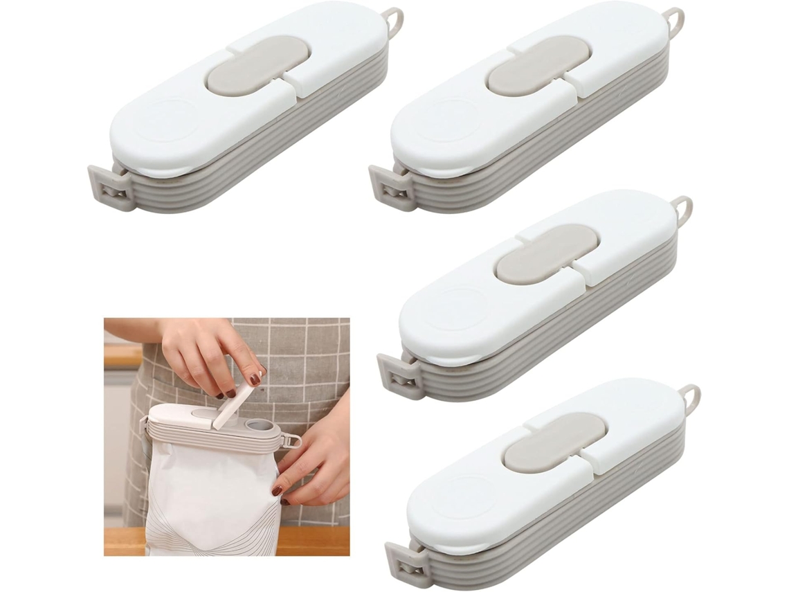 Clipes de vedação bege para sacos de alimentos, 6 peças, ideais para lanches, cereais, café, especiarias, nozes