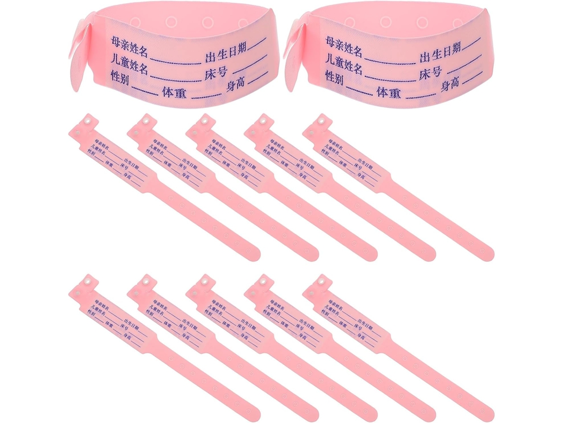 Conjunto de 100 pulseiras de identificação para bebês, confortáveis e higiênicas, feitas de papel PP sintético, resistentes à água.