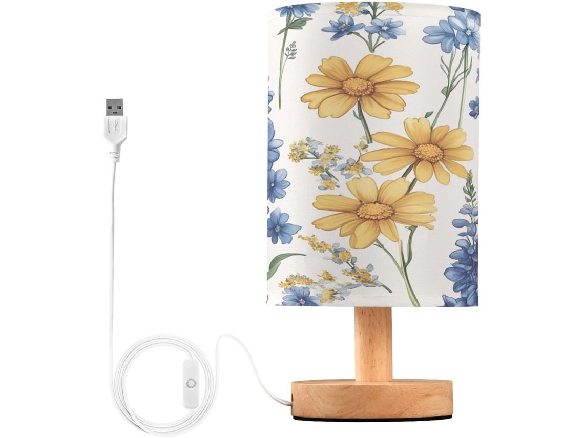 Cute Abajur De Cabeceira Floral Em Led Com Portas Usb, Luminária De Mesa, Luminária De Leitura, Luminária De Mesa Para