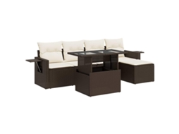 Conjunto de 6 Sofás Jardim com Almofadões Vime Pe Castanho MAISON EXCLUSIVE (80x200 cm)