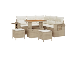 Conjunto 9 Móveis De Jardim Vidaxl Bege Vime Pe (219 X 219 X 85 Cm)