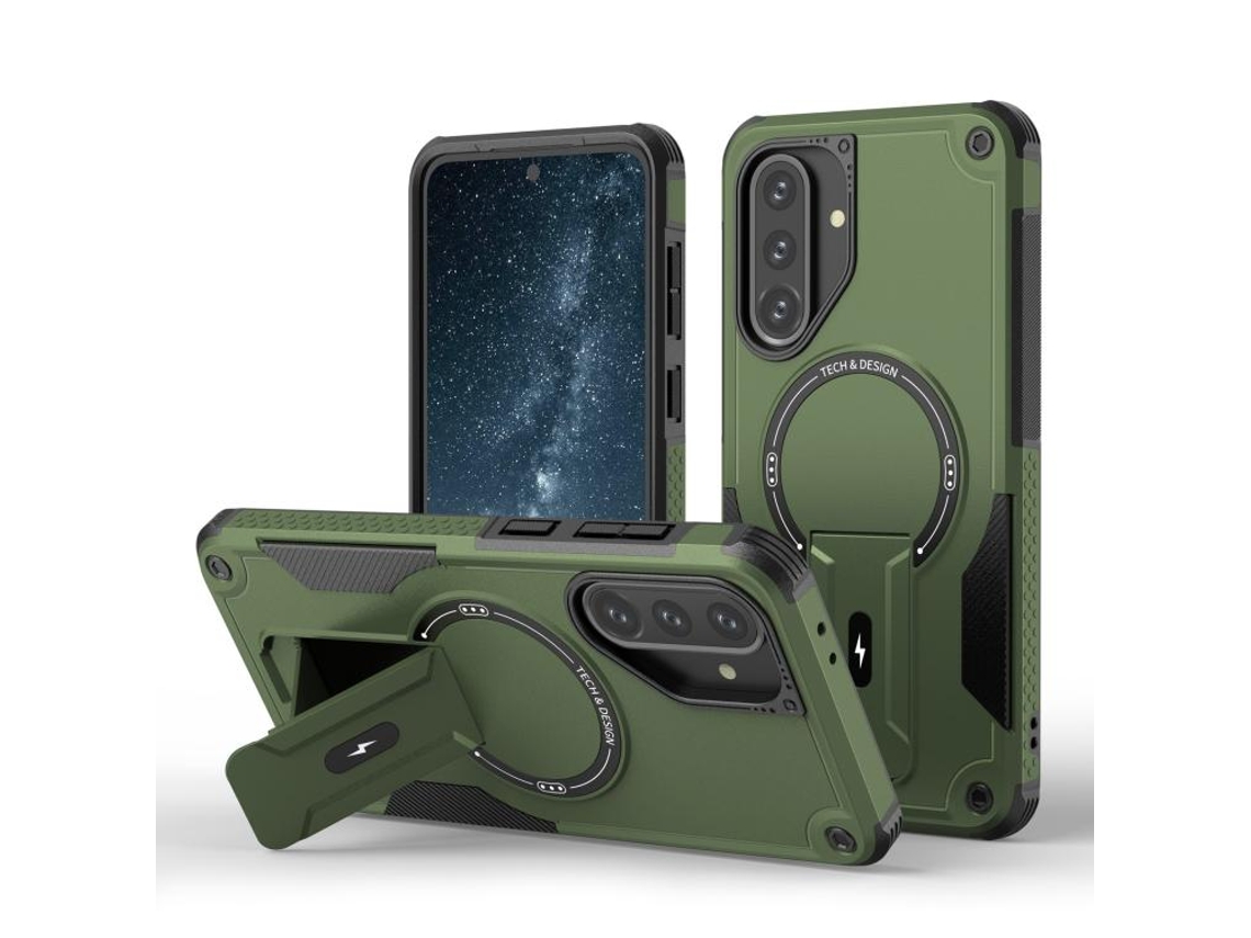 Capa Para Samsung Galaxy A57, Capa Protetora Magnética Com Suporte (verde Militar) Digitallab