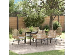 Vidaxl Conjunto de Jantar para Jardim 7 Pcs Castanho Vime Pe