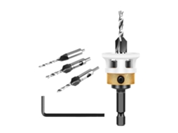 Conjunto De Brocas Escareadoras, 4 Brocas Com Cabeça Cônica, Aço Rápido E Tungstênio, Profundidade Ajustável