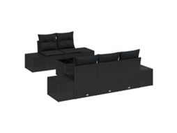 Conjunto De Sofá De Jardim Vidaxl Preto Vime Pe (55 X 55 X 37 Cm)