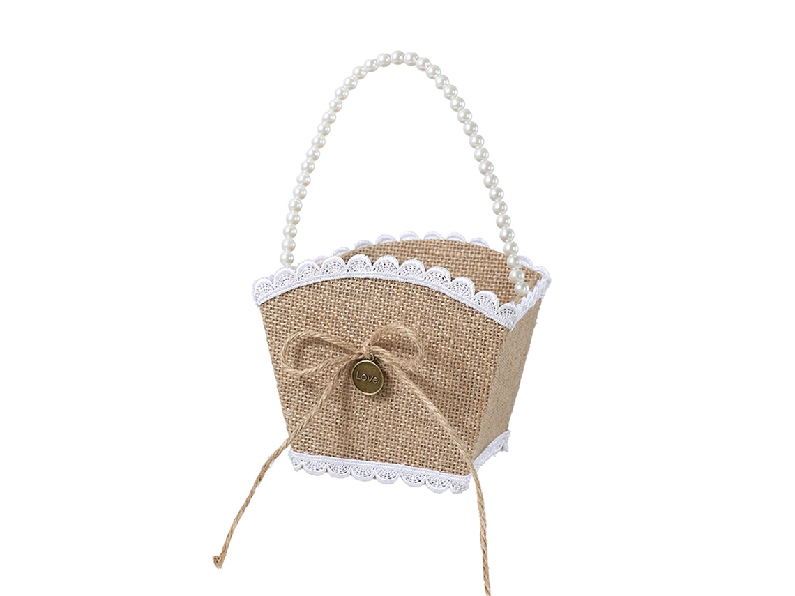 Laxiscreed Cesto De Flores Para Casamento Com Laço De Bronze E Pérolas Para Madrinhas