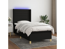 Cama Box Spring C/ Colchão E Led 90x200 Cm Tecido Preto