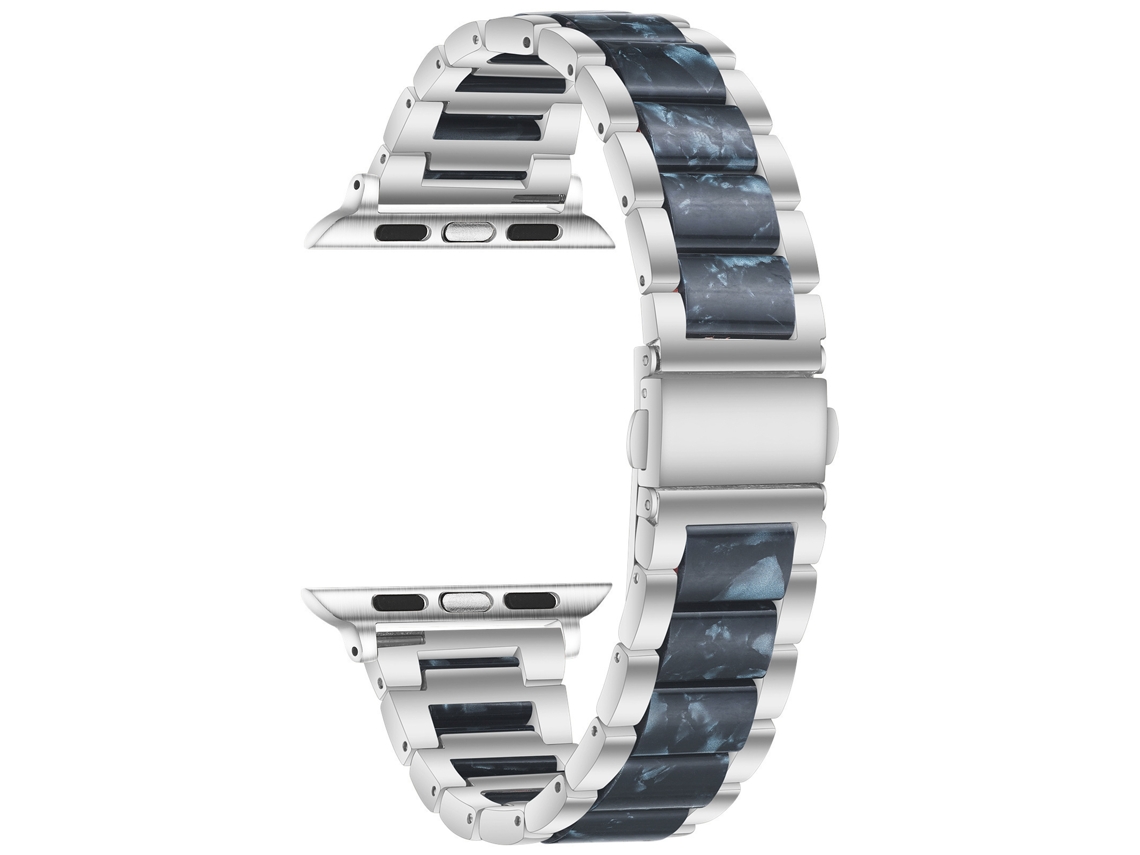 Compatível Com Xiaomi Band 10pro 9pro 8pro, Pulseira De Resina E Liga Metálica Com Design Flores Prateadas Azuis