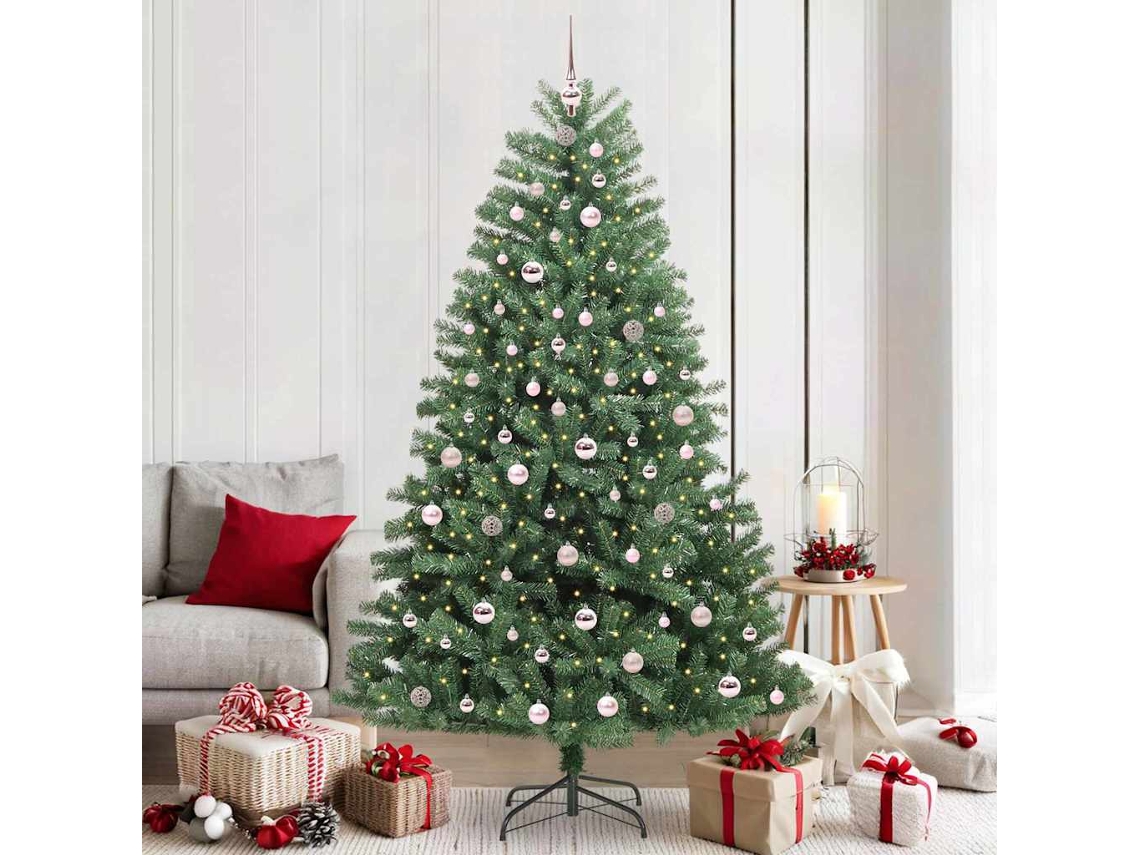 Vidaxl Árvore De Natal Articulada Artificial Verde 210 Cm Pvc E Metal